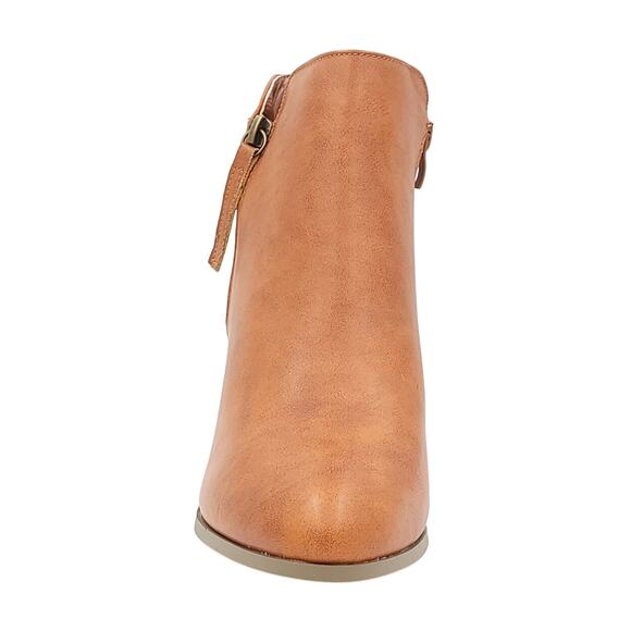 River Berry Women Paula-01 Cuban Heel Ankle Booties Size US 7.5 Saddle Brown - Picture 4 of 5